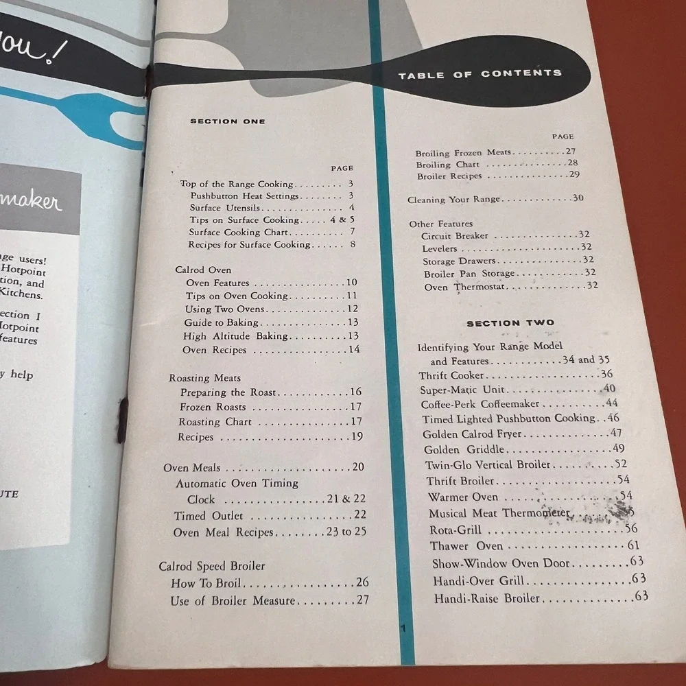 Vintage Hotpoint Electric Range Instruction and Recipe Book Mid-Century Modern
